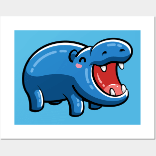 Cute Happy Hippo Posters and Art